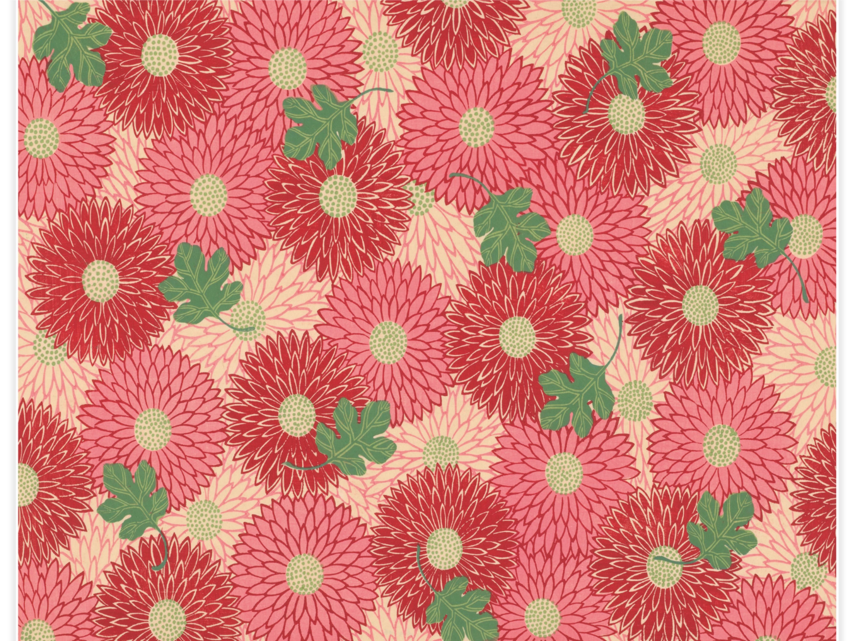 Blad met patroon van chrysanten Poster