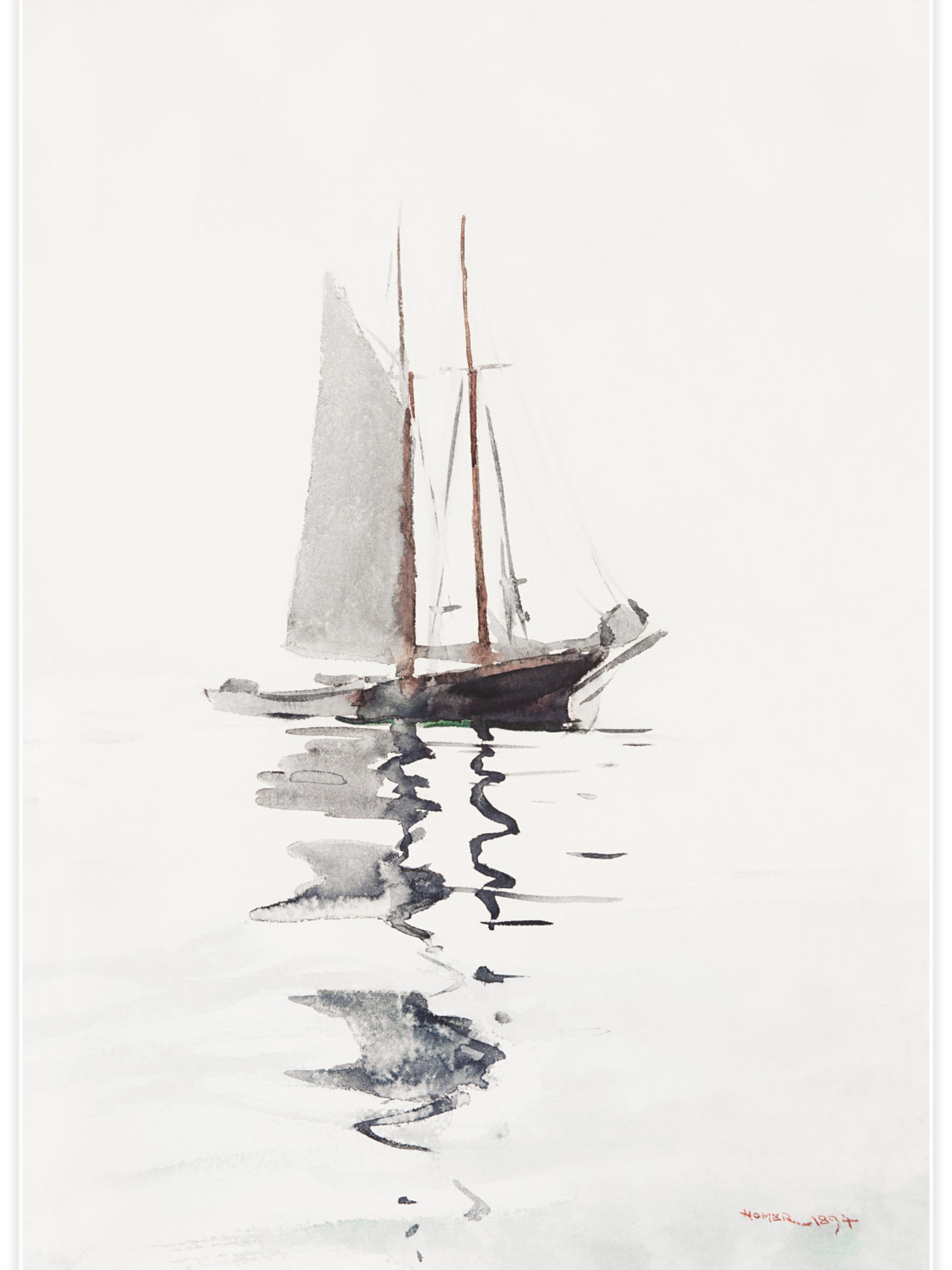 Two–masted Schooner with Dory Poster