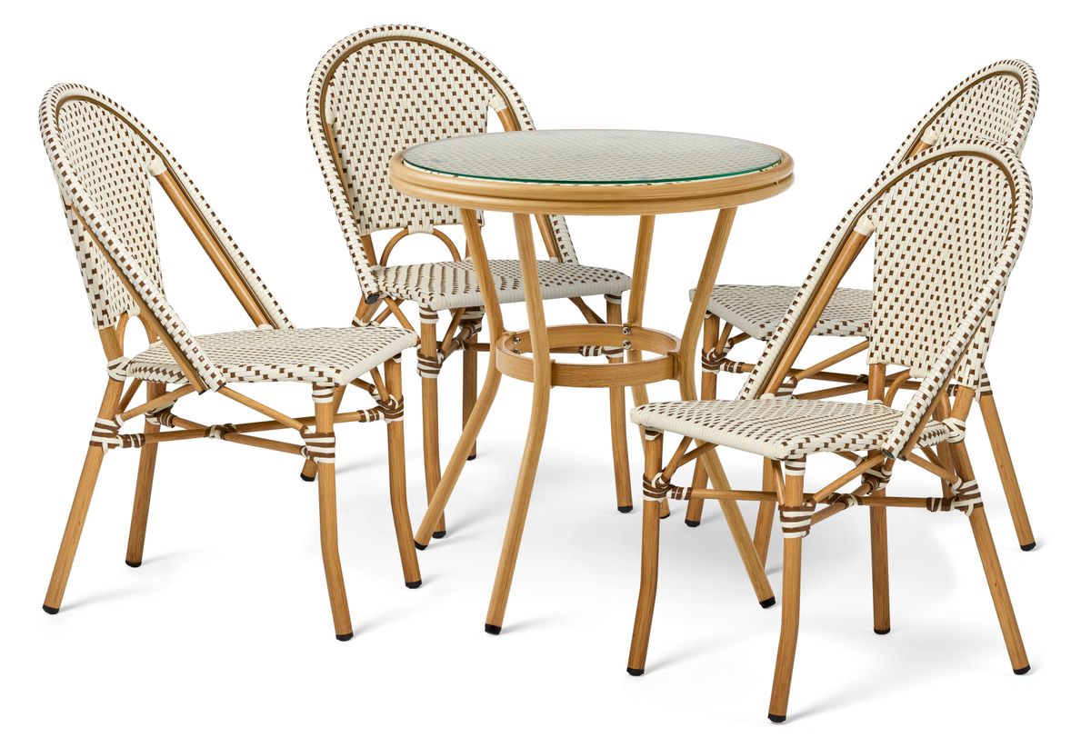 Campino Utegrupp bord Ø 70 cm med 4 stolar