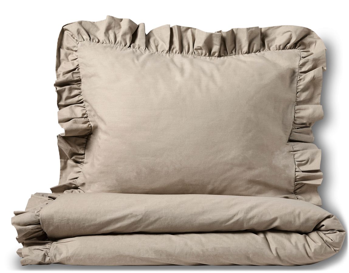 Bridgeport Påslakanset i garnfärgad bomull med volang