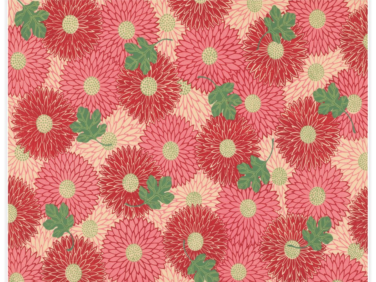 Blad met patroon van chrysanten Poster