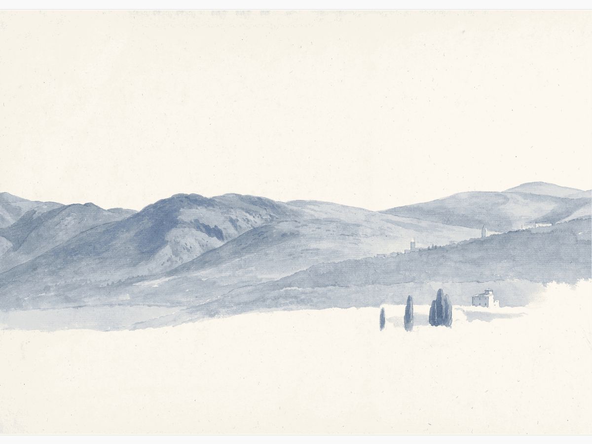 Gezicht op de heuvels rond Tivoli Poster