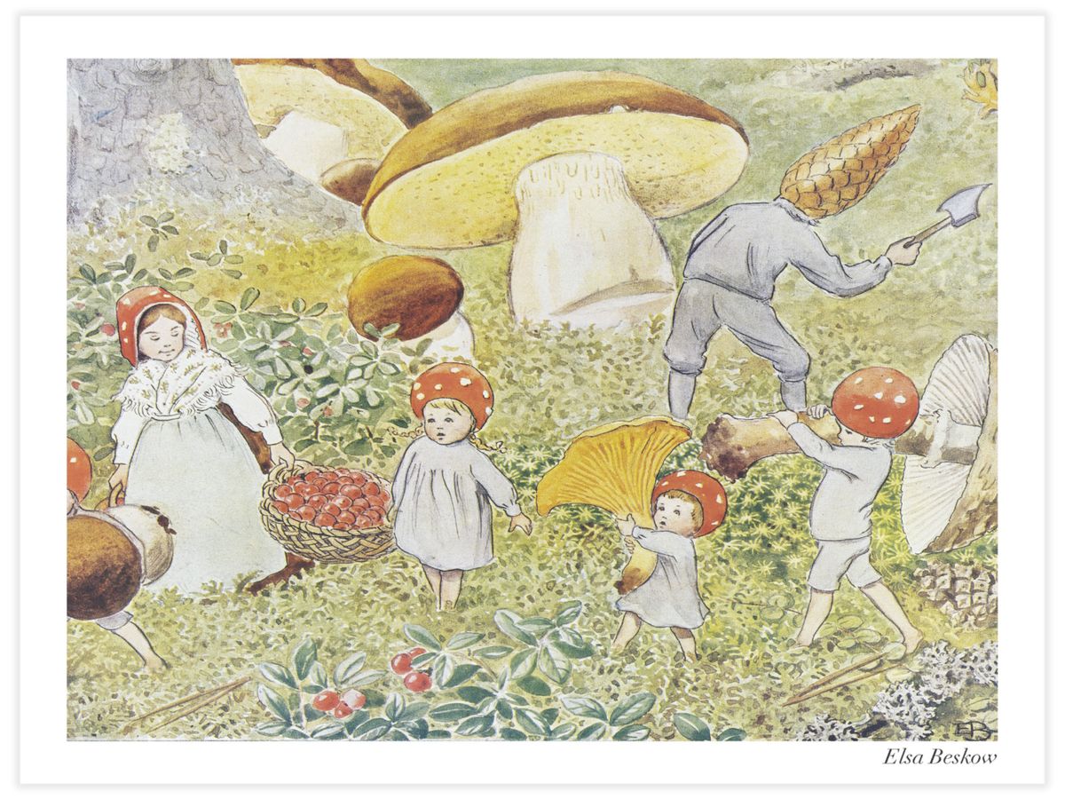 Samlar bär och svamp i den stora skogen Poster