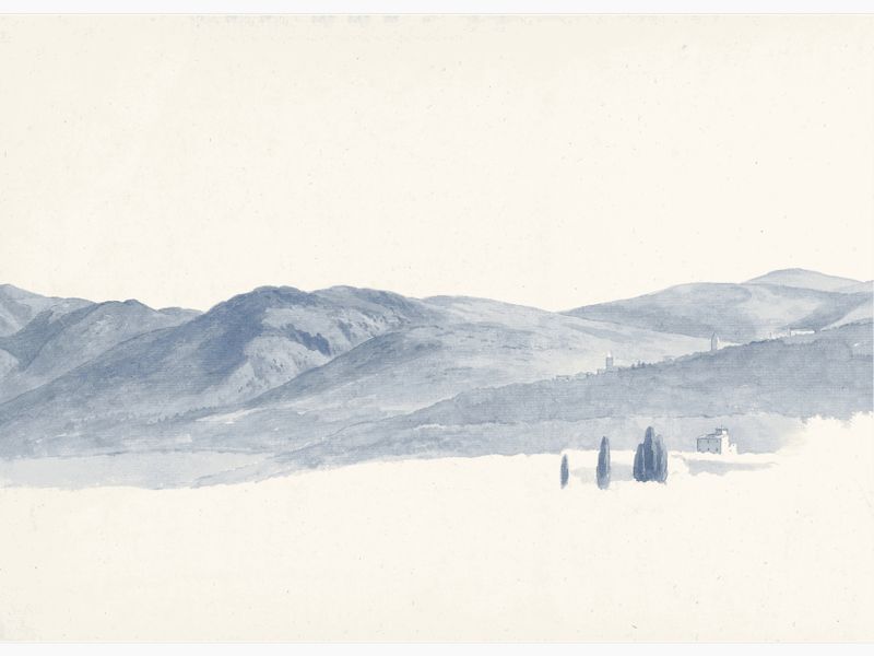 Gezicht op de heuvels rond Tivoli Poster